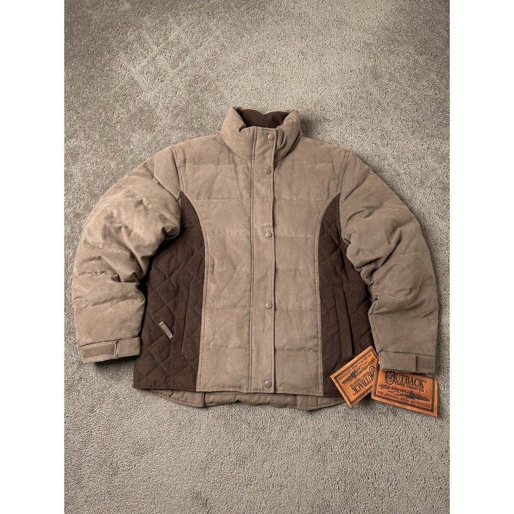 New Women's Jacket Outback ComfoTemp Ivory/Brown Side Panels, Inv#2973, Size L
